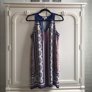Coral and Navy Pattern Dress